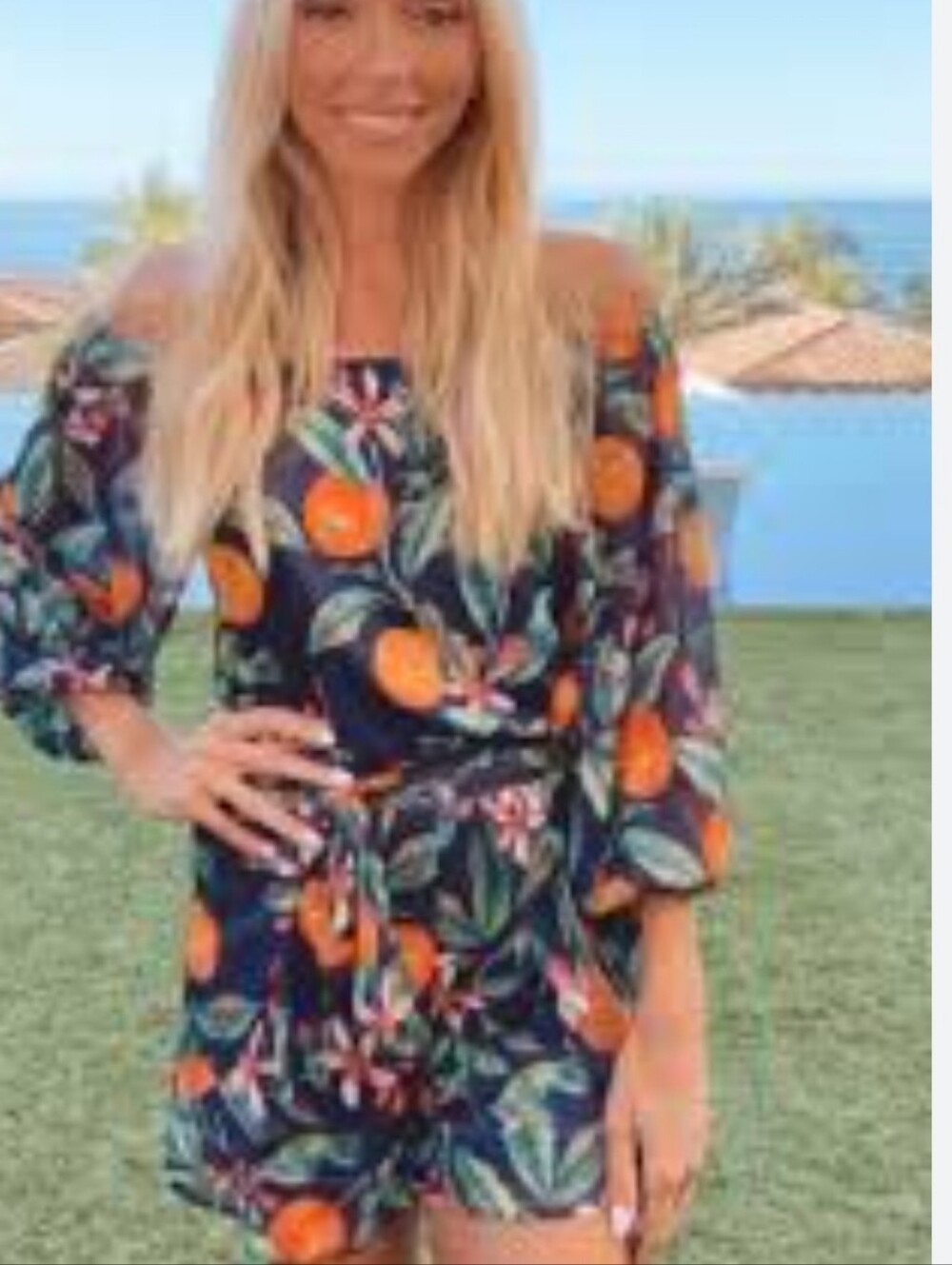 NWT G By Giuliana Aria Mesh Knit Pull On Ruffled Shorts Citrus Fruits Resort L - Picture 11 of 11